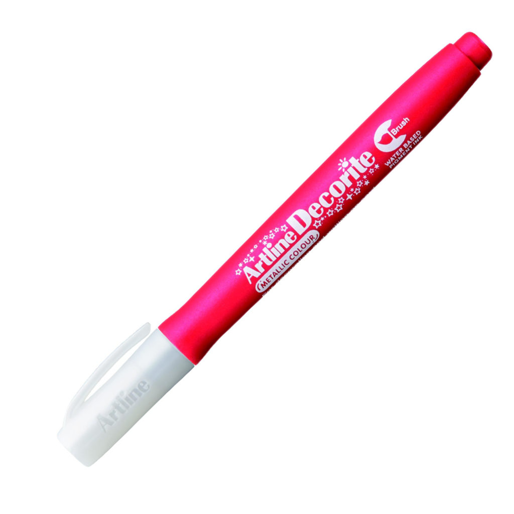 Маркер кисть (brush) Artline Decorite металлик, 8 цветов , пигментный
