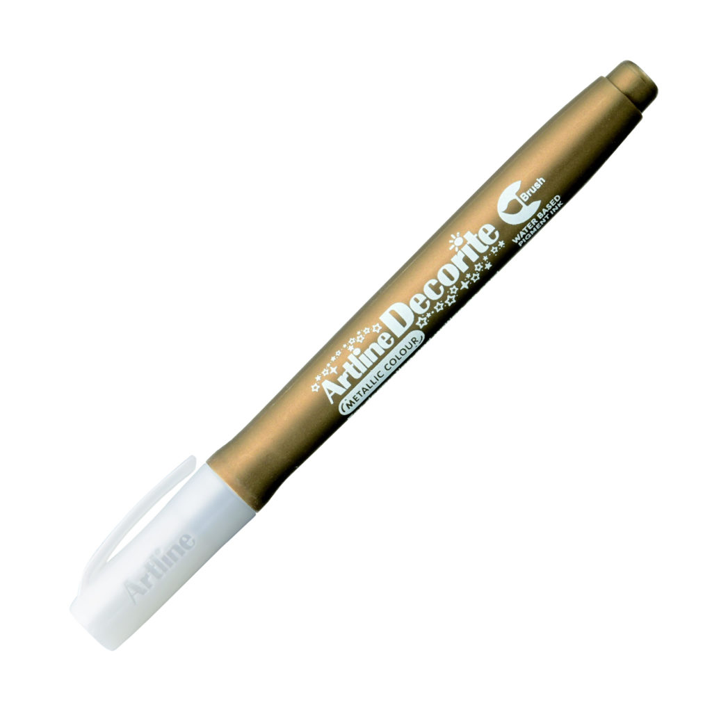 Золотой маркер кисть (brush) Artline Decorite, металлик , пигментный