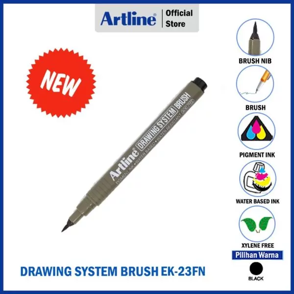 Профессиональный водостойкий брашпен Artline Drawing System Brush, черный