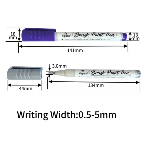 Маркер кисть акриловый Flysea Brush Pen FS-2BR, 10 цветов — изображение 3