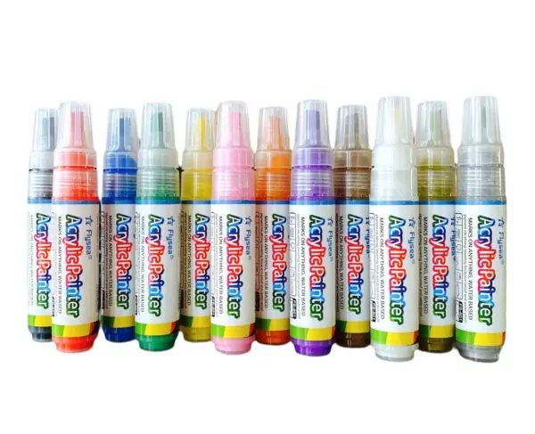 Маркер краска акриловый Flysea Acrylic Painter FS-801 с широким наконечником (8.5 мм), 12 цветов — изображение 2