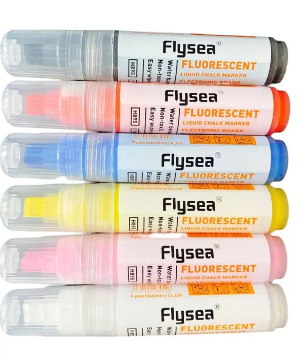 Маркер меловой Flysea Liquid Chalk H-895 с широким наконечником (10 мм), 9 цветов — изображение 2