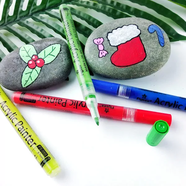 Маркер-краска акриловый Flysea Acrylic Painter FS-055 с тонким наконечником (0.7 мм), 9 цветов — изображение 2