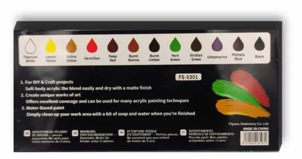 Набор акриловых красок Flysea Acrylic Paint, 12 цветов — изображение 2